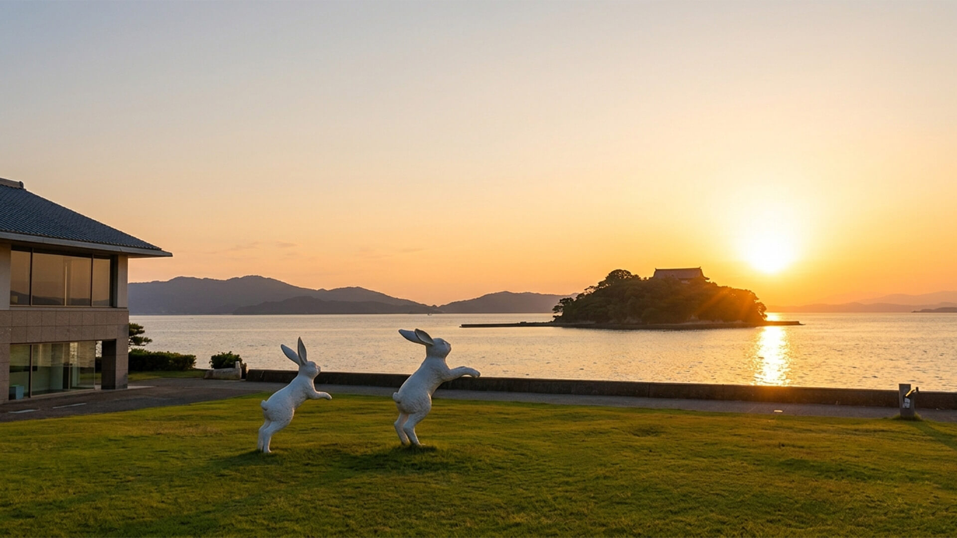 07月出発 羽田→石見 宍道湖の夕日とうさぎ