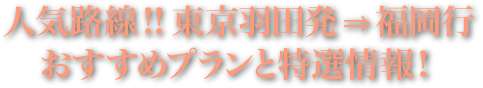 人気路線！！東京羽田発⇒福岡行 おすすめプランと特選情報！