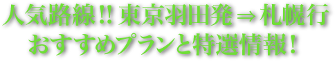 人気路線！！東京羽田発⇒札幌行 おすすめプランと特選情報！